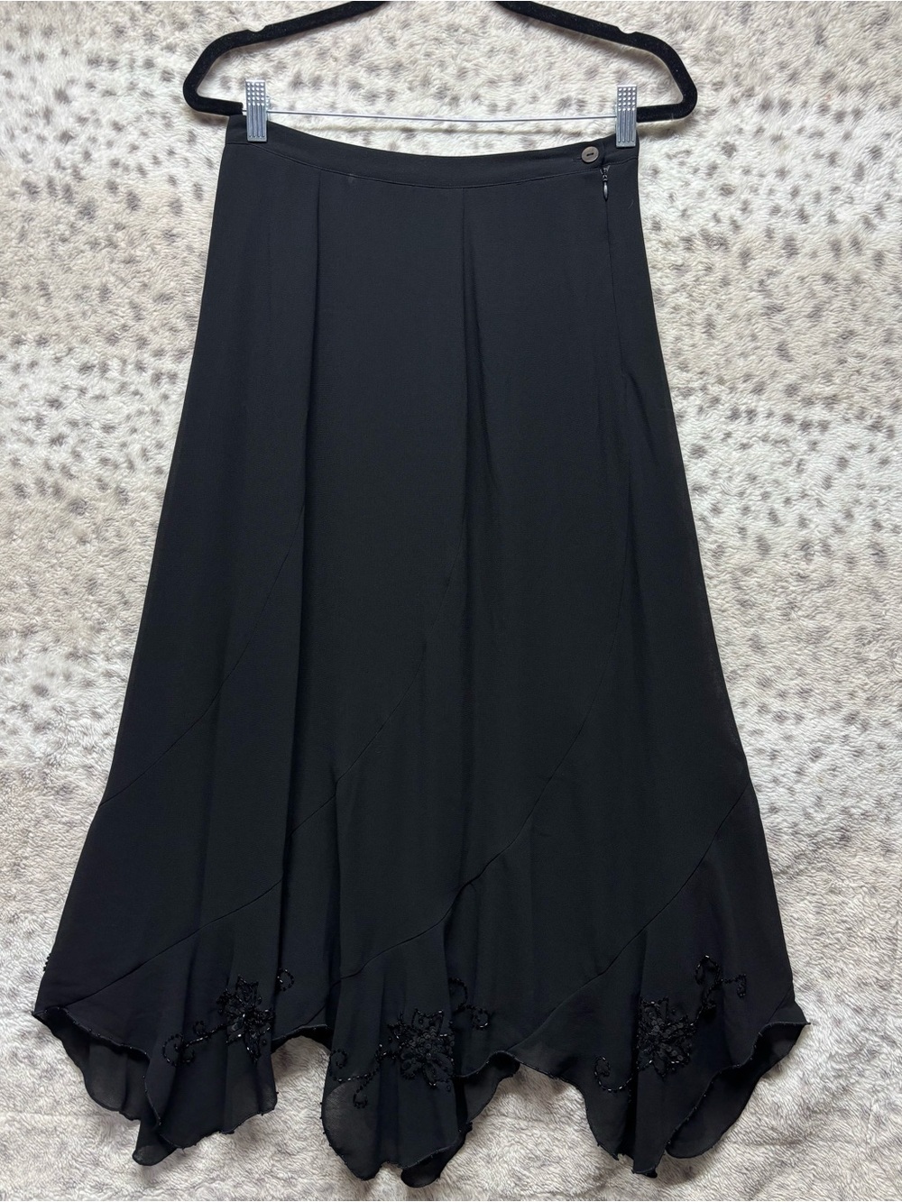 Y2K APPRAISAL ASYMMETRICAL FLORAL BEADED HEM SKIRT
